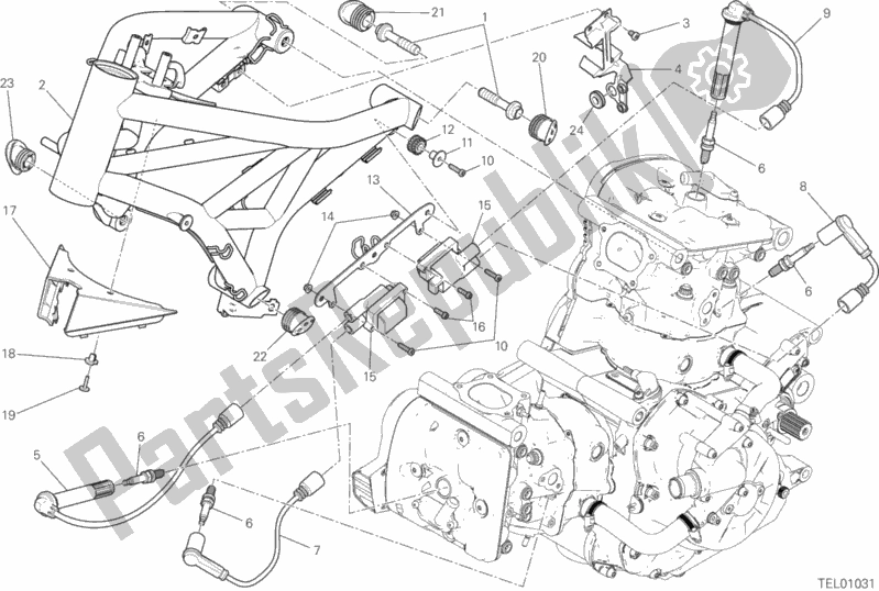 All parts for the Frame of the Ducati Monster 1200 S USA 2020